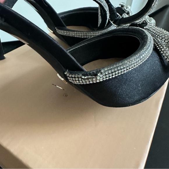 Billini elope black satin micro crystal double bow high heels - Picture 3 of 8